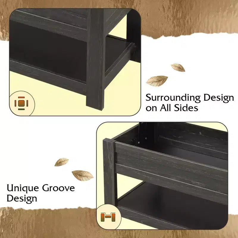 39" Lift Top Coffee Table with Hidden Compartment & Storage Shelf