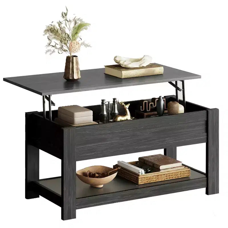 39" Lift Top Coffee Table with Hidden Compartment & Storage Shelf