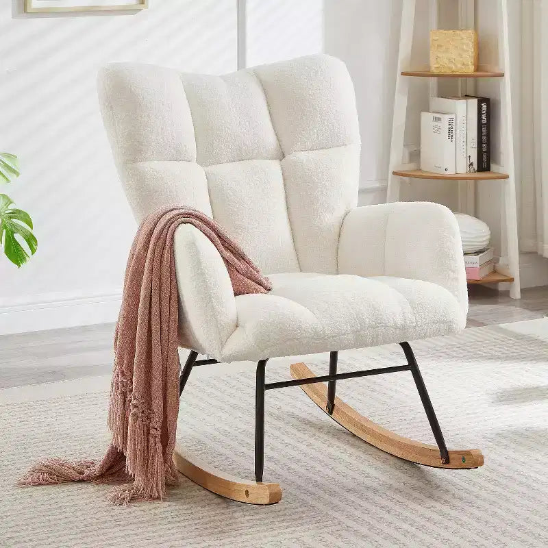 Vatros Rocking Chair Nursery Chair Modern Rocking Chair with High Backrest