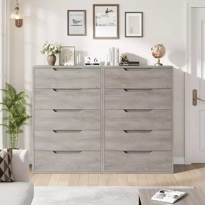 Freestanding Elegant Tall Storage Dresser with 5 Drawers