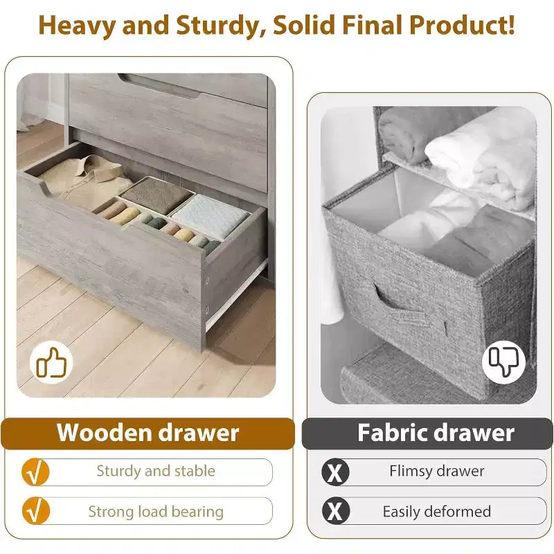 Freestanding Elegant Tall Storage Dresser with 5 Drawers