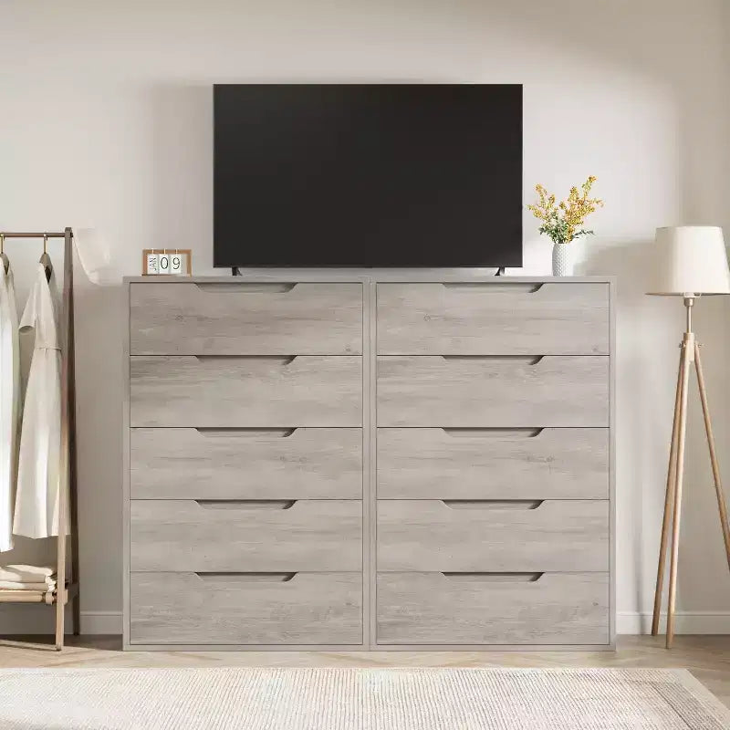Freestanding Elegant Tall Storage Dresser with 5 Drawers