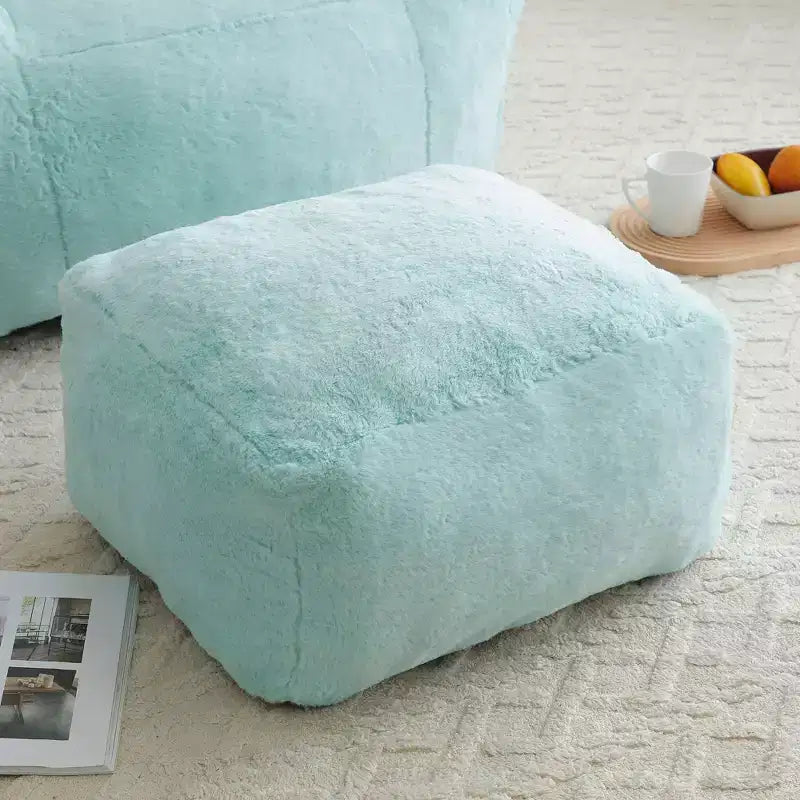 Giant Bean Bag Chair with Footstool, Oversized for Adults & Kids, Faux Fur Shell-Shaped
