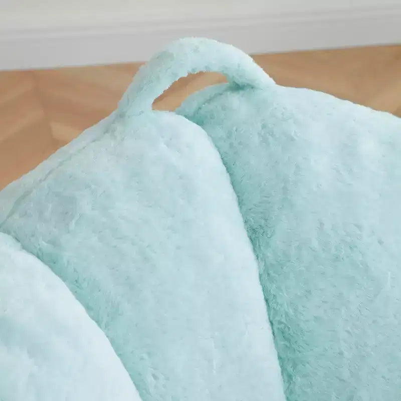 Giant Bean Bag Chair with Footstool, Oversized for Adults & Kids, Faux Fur Shell-Shaped