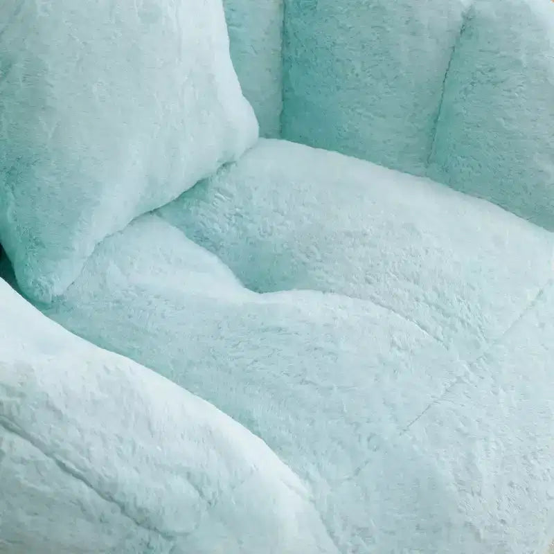 Giant Bean Bag Chair with Footstool, Oversized for Adults & Kids, Faux Fur Shell-Shaped