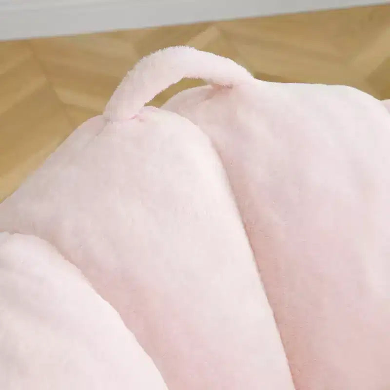 Giant Bean Bag Chair with Footstool, Oversized for Adults & Kids, Faux Fur Shell-Shaped