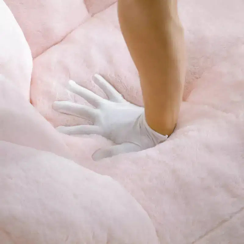 Giant Bean Bag Chair with Footstool, Oversized for Adults & Kids, Faux Fur Shell-Shaped