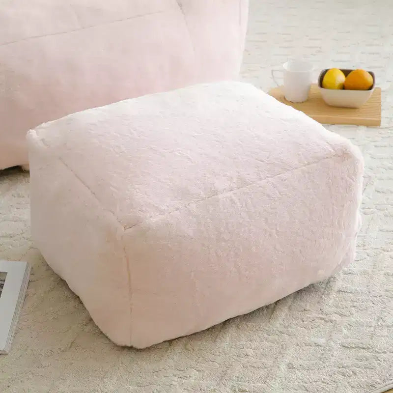 Giant Bean Bag Chair with Footstool, Oversized for Adults & Kids, Faux Fur Shell-Shaped