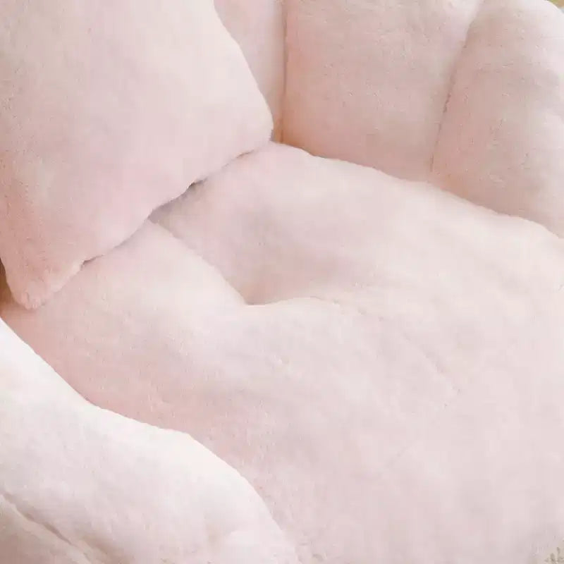 Giant Bean Bag Chair with Footstool, Oversized for Adults & Kids, Faux Fur Shell-Shaped