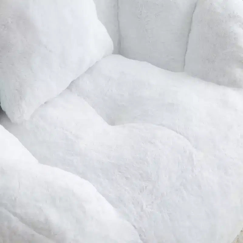 Giant Bean Bag Chair with Footstool, Oversized for Adults & Kids, Faux Fur Shell-Shaped