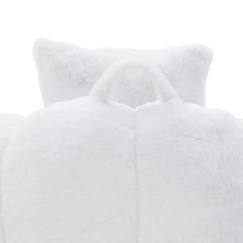 Giant Bean Bag Chair with Footstool, Oversized for Adults & Kids, Faux Fur Shell-Shaped