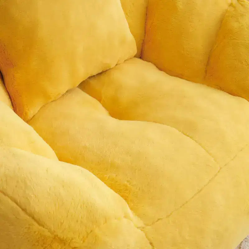 Giant Bean Bag Chair with Footstool, Oversized for Adults & Kids, Faux Fur Shell-Shaped