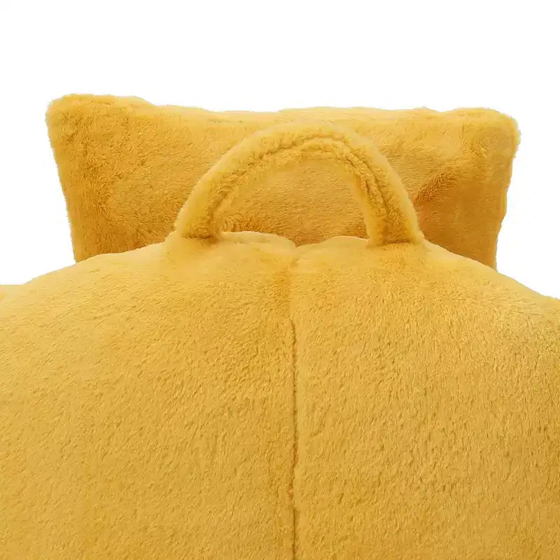 Giant Bean Bag Chair with Footstool, Oversized for Adults & Kids, Faux Fur Shell-Shaped