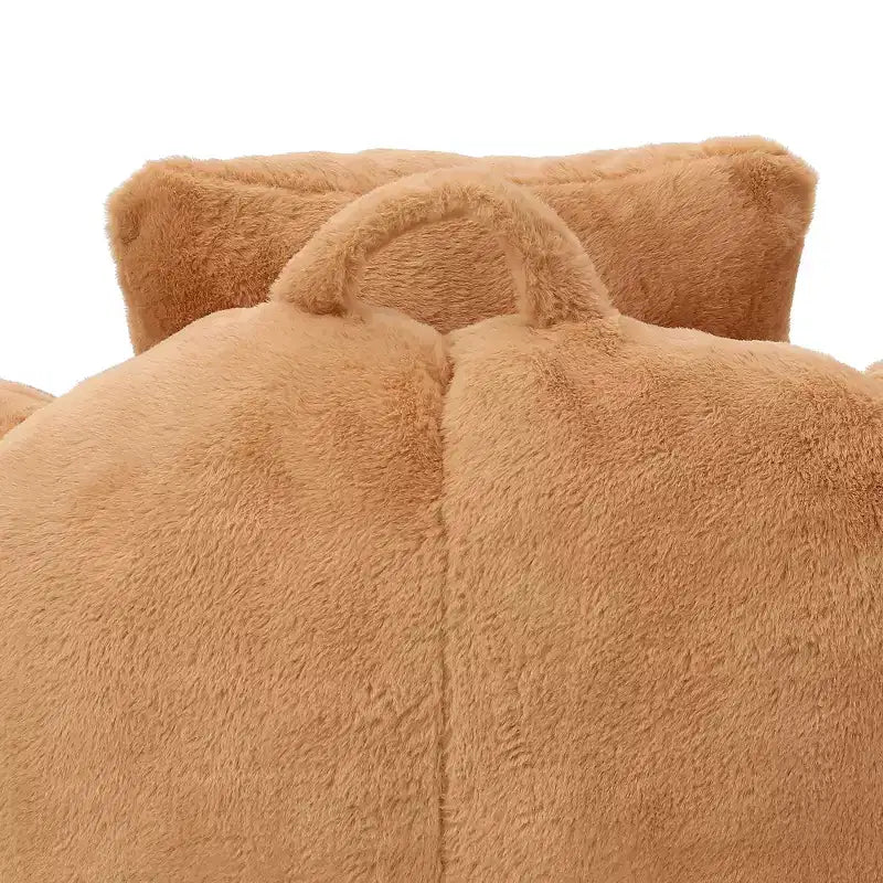 Giant Bean Bag Chair with Footstool, Oversized for Adults & Kids, Faux Fur Shell-Shaped