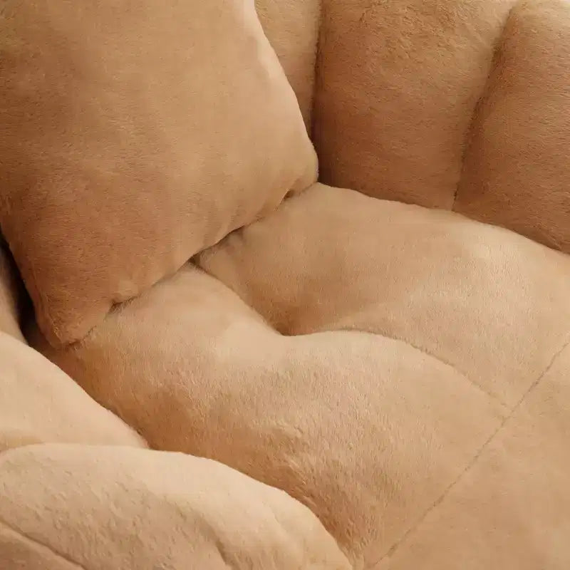 Giant Bean Bag Chair with Footstool, Oversized for Adults & Kids, Faux Fur Shell-Shaped