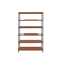 HomeRoots 70 Oak And Black Metal and Wood Six Tier Etagere Bookcase