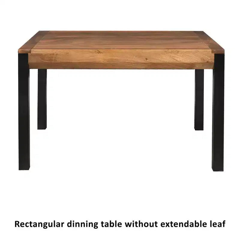 83 Inch Extendable Rectangular Dining Table, Handcrafted Mango Wood Top with Iron Legs