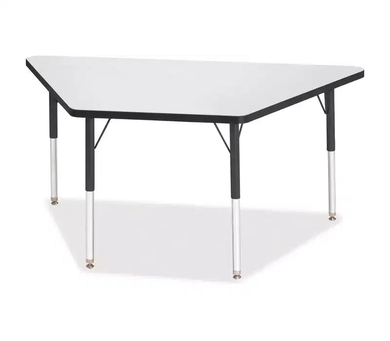 Jonti-Craft Berries Adult-Size Gray Laminate Trapezoid Table 30 x 60 in Black
