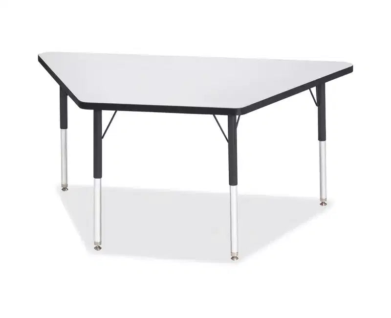 Adult-Size Gray Laminate Trapezoid Table 30 x 60 in Black