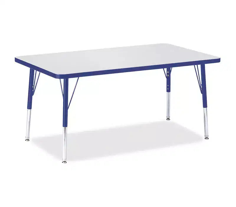 Jonti-Craft Berries Elementary Height Gray Top Rectangular Table (30 x 48) in Blue