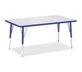 Jonti-Craft Berries Elementary Height Gray Top Rectangular Table (30 x 48) in Blue