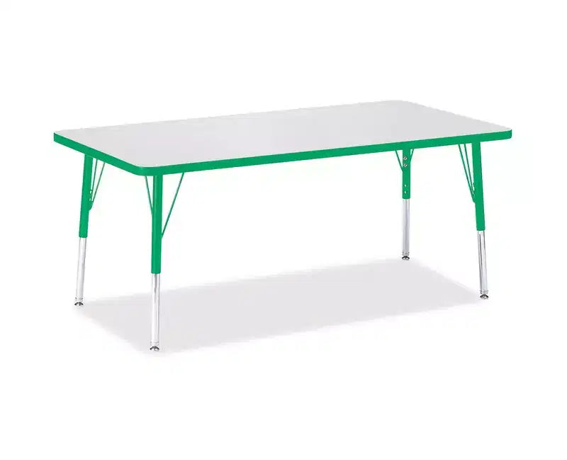 Elementary Height Color Edge Rectangle Table 30 x 60 in Green