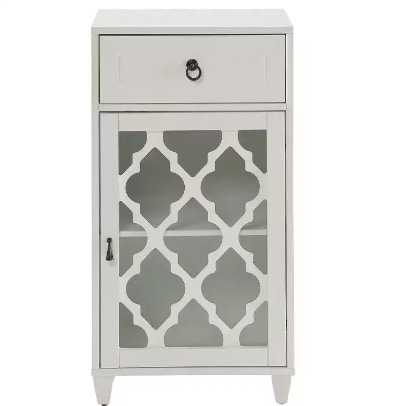 Retro Bedroom Dresser Nightstand with 5 Faux Wood Grain Drawers, Storage Chest Cabinet with Metal Glides