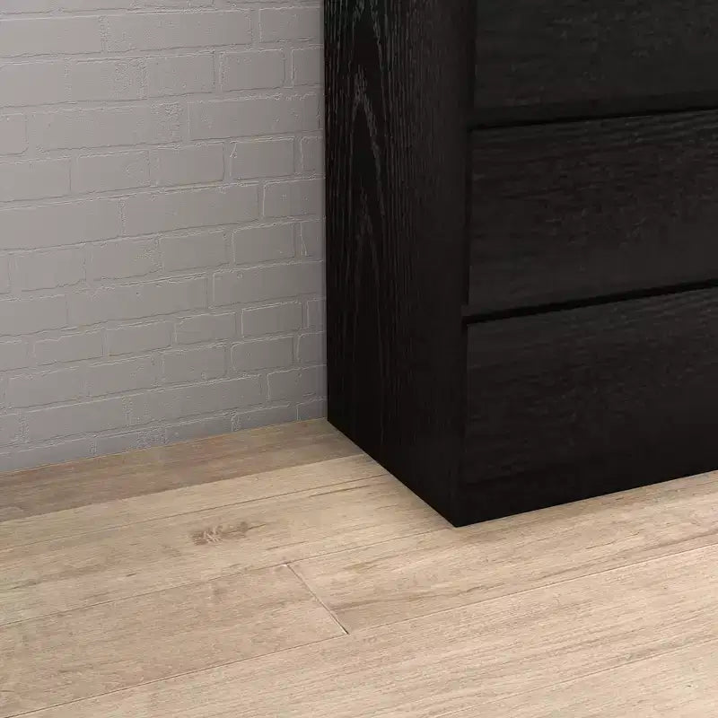 Retro Bedroom Dresser Nightstand with 5 Faux Wood Grain Drawers, Storage Chest Cabinet with Metal Glides