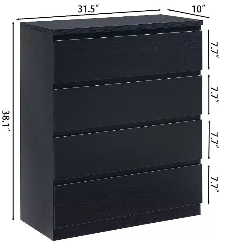 Retro Bedroom Dresser Nightstand with 5 Faux Wood Grain Drawers, Storage Chest Cabinet with Metal Glides