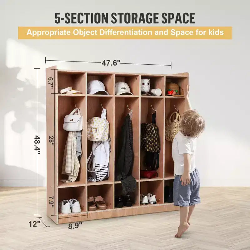 5-Shelf Cubbies Storage Coat Locker for Classroom