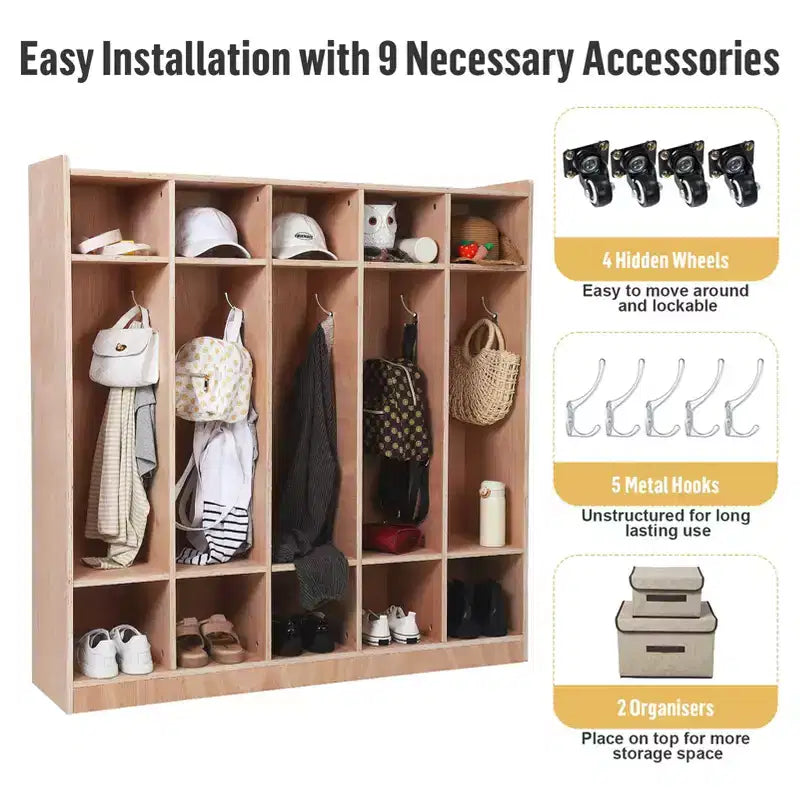 5-Shelf Cubbies Storage Coat Locker for Classroom