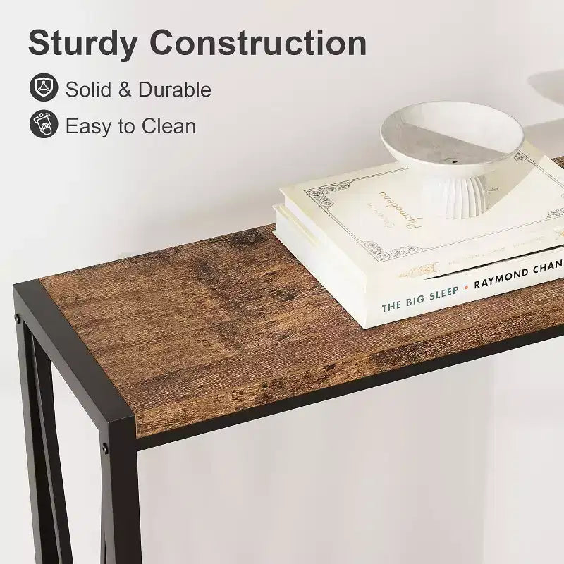 43" Console Table with V Design & 2-Tier Storage