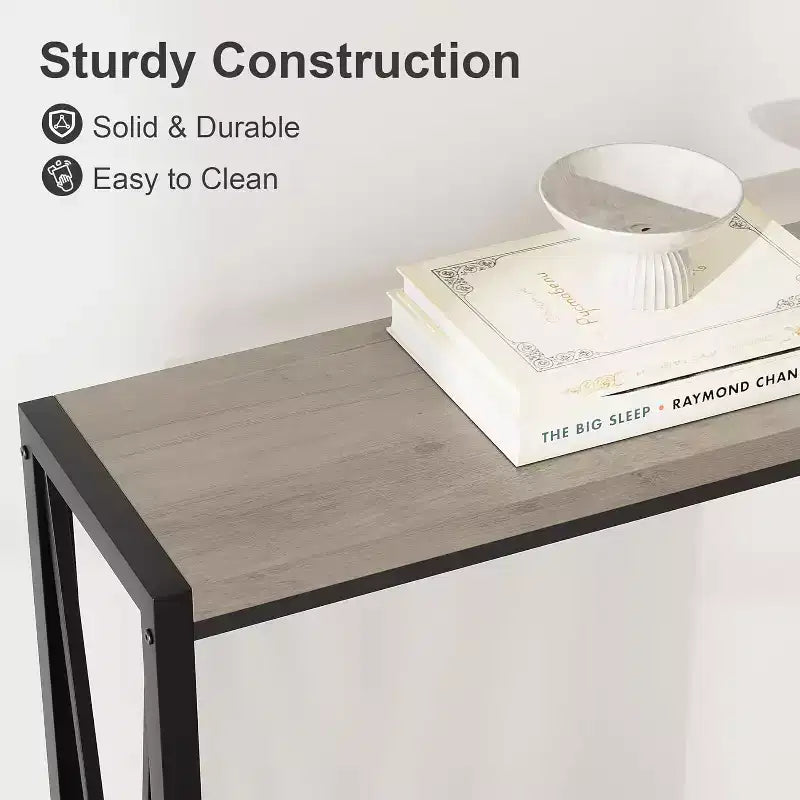 43" Console Table with V Design & 2-Tier Storage