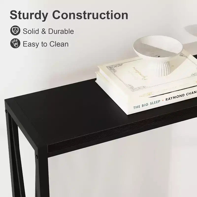 43" Console Table with V Design & 2-Tier Storage