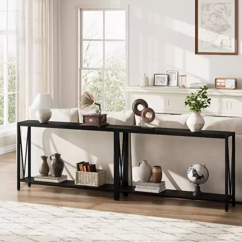 43" Console Table with V Design & 2-Tier Storage