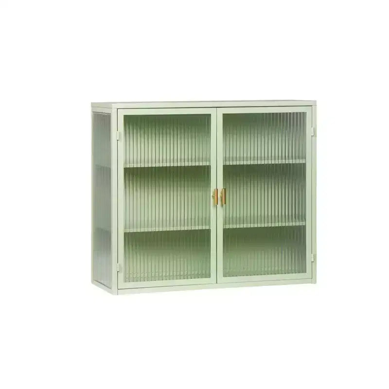 Wall Bathroom Cabinet with Double Glass Doors, Modern Versatile Wall-Mounted Storage Cabinet for Kitchen, Bathroom and Living Room