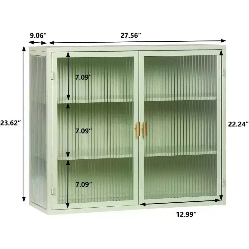 Wall Bathroom Cabinet with Double Glass Doors, Modern Versatile Wall-Mounted Storage Cabinet for Kitchen, Bathroom and Living Room