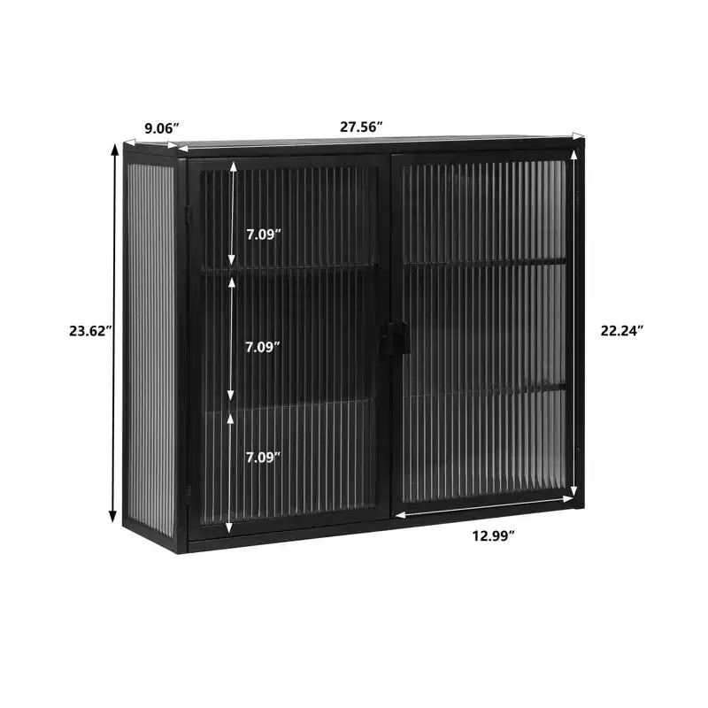 Wall Bathroom Cabinet with Double Glass Doors, Modern Versatile Wall-Mounted Storage Cabinet for Kitchen, Bathroom and Living Room