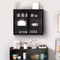 Wall Bathroom Cabinet with Double Glass Door, Modern Versatile Wall Cabinets for Kitchen- Storage Kitchen Utensils & Spice-Cans, for Living Room