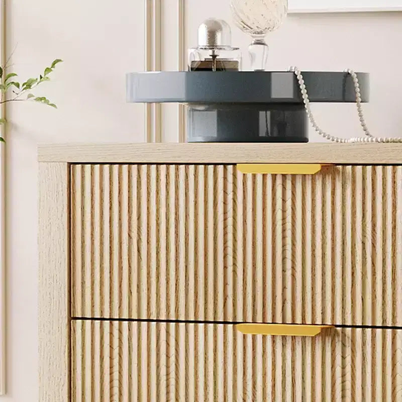 Fluted 5 Drawer Dresser - Tall Slim Chest for Bedroom, Nursery & Small Spaces