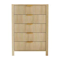 Fluted 5 Drawer Dresser - 45 Inch Tall Slim Dresser for Small Spaces, Modern Farmhouse Wooden Chest for Bedroom Nursery Apartment, Easy Assembly