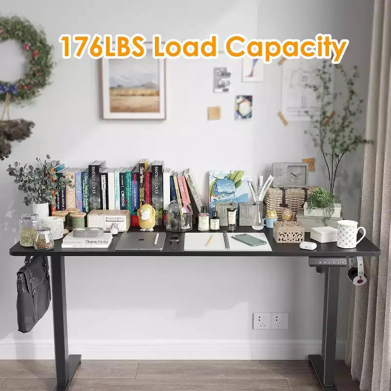 55 x 24 Electric Standing Desk with Splice Board - Black