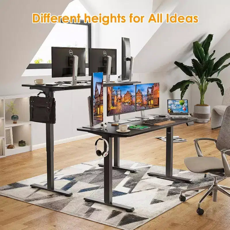 55 x 24 Electric Standing Desk with Splice Board - Black