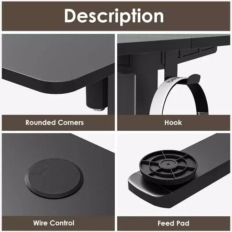 55 x 24 Electric Standing Desk with Splice Board - Black