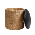 happimess Josie 18 Modern Coastal Hand-Woven Hyacinth Storage Ottoman with Lid