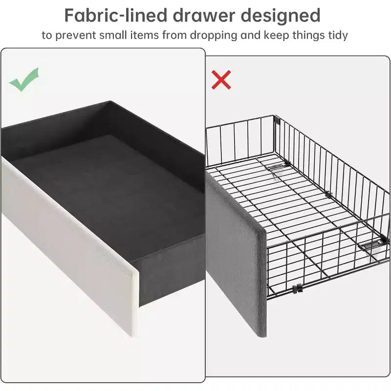 Full Bed Frame with 4 Storage Drawers, Velvet Upholstered, Wooden Slats, No Box Spring, 1000 lbs, Beige