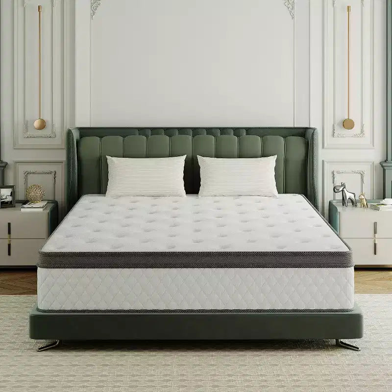 Swedrea Hybrid Mattress Breathable Medium Cooling Memory Foam Bed-in-a-Box White