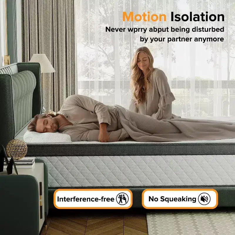 Hybrid Mattress Breathable Medium Cooling Memory Foam Bed-in-a-Box White