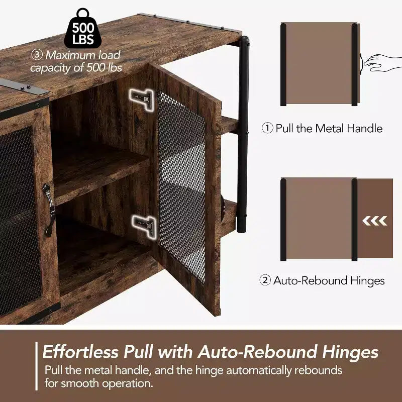 63" Farmhouse TV Stand - Rustic Media Console with Mesh Doors for TVs Up to 75"