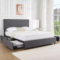 Acekool Queen Bed - Adjustable Headboard & Storage